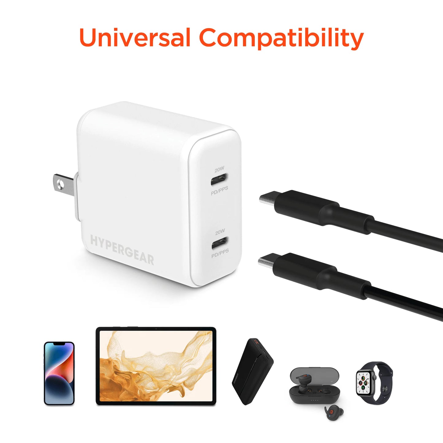Hypergear PD40W Dual USB-C Wall Charger