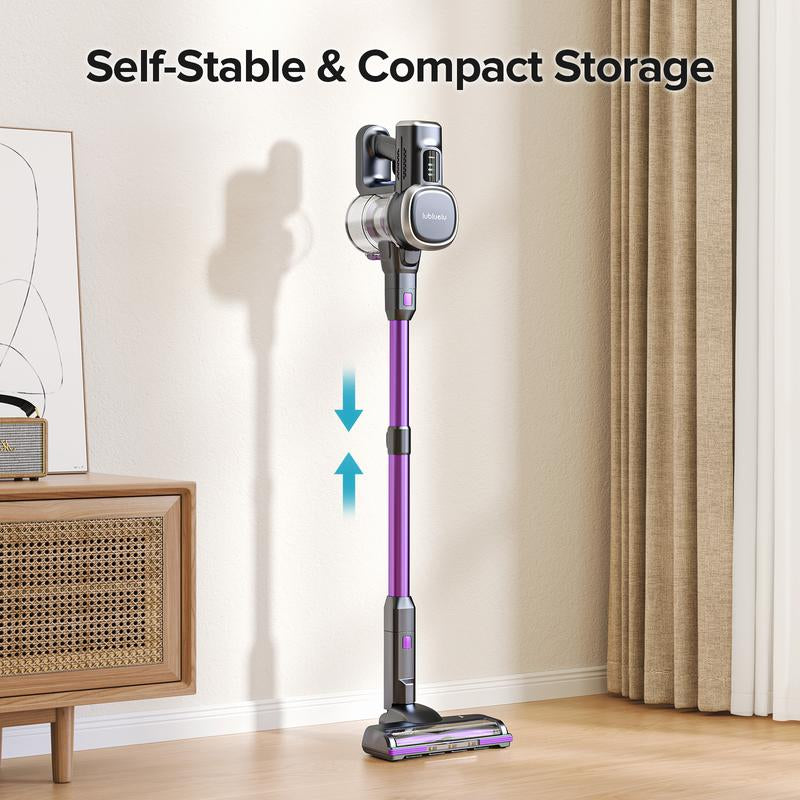 Lubluelu Cordless Vacuum Cleaner, 25000Pa Powerful Suction, LED Brush, 50Min Runtime, Lightweight Self-Standing for Pet Hair, Carpet & Hardwood Floors