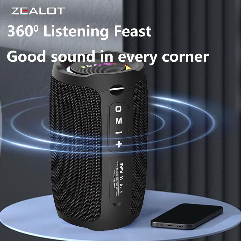ZEALOT S49 20W Bluetooth Speaker with Loud Stereo Dual Pairing, Waterproof IPX5 3600Mah Battery, Supports AUX, USB, TF Card, Wireless Connect Smartphone Compact Audio Connection Portable