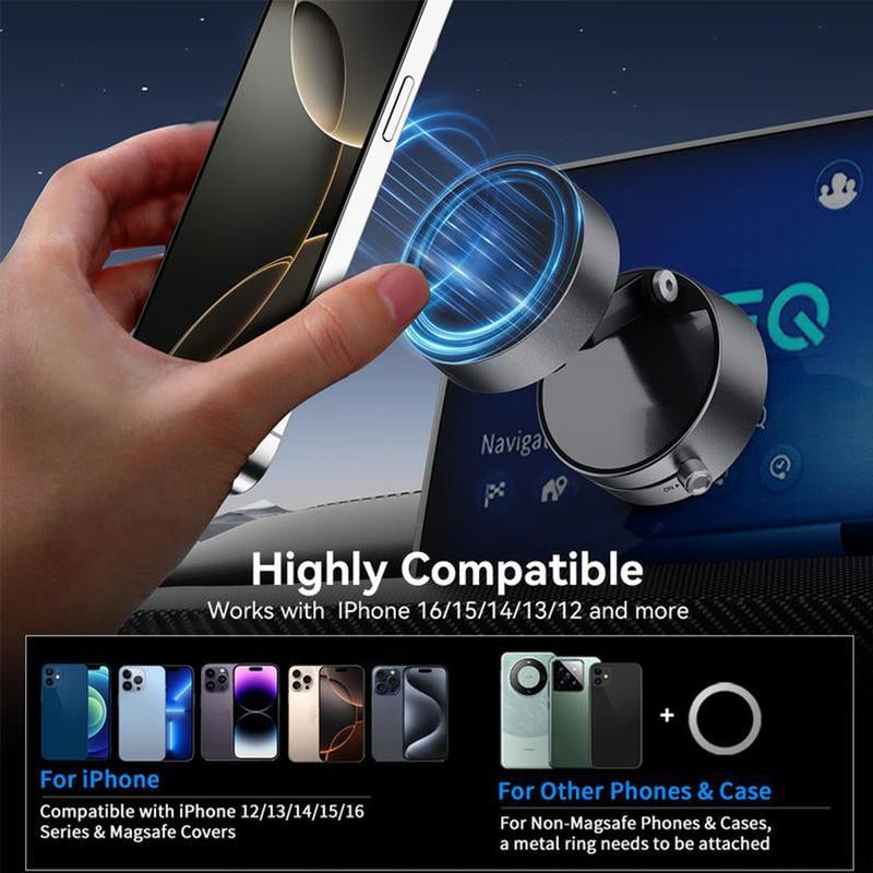 Mobile Phone Holder 360° Adjustable Vacuum Magnetic Suction Cup Phone Mount, Hands-Free Magnetic Cell Phone Holder for Car/Gym/Mirror/Smoot Metal Phone Holder Phone Holder Car Magnetic Phone Holder