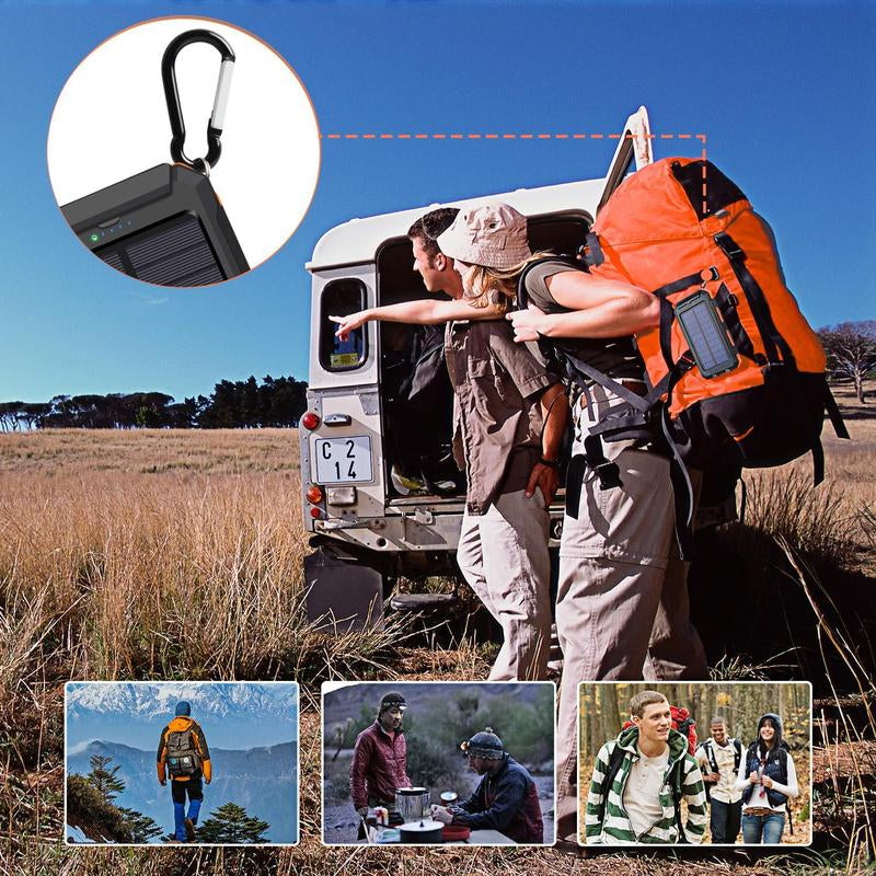 LOZE Solar Power Bank, 10000Mah 5V2A Fast Charging Multifunctional Solar Panel Power Bank with Super Bright LED Light, Dual Flashlights, Dual USB Ports and C Interface, Suitable for Outdoor Travel, Daily Use.