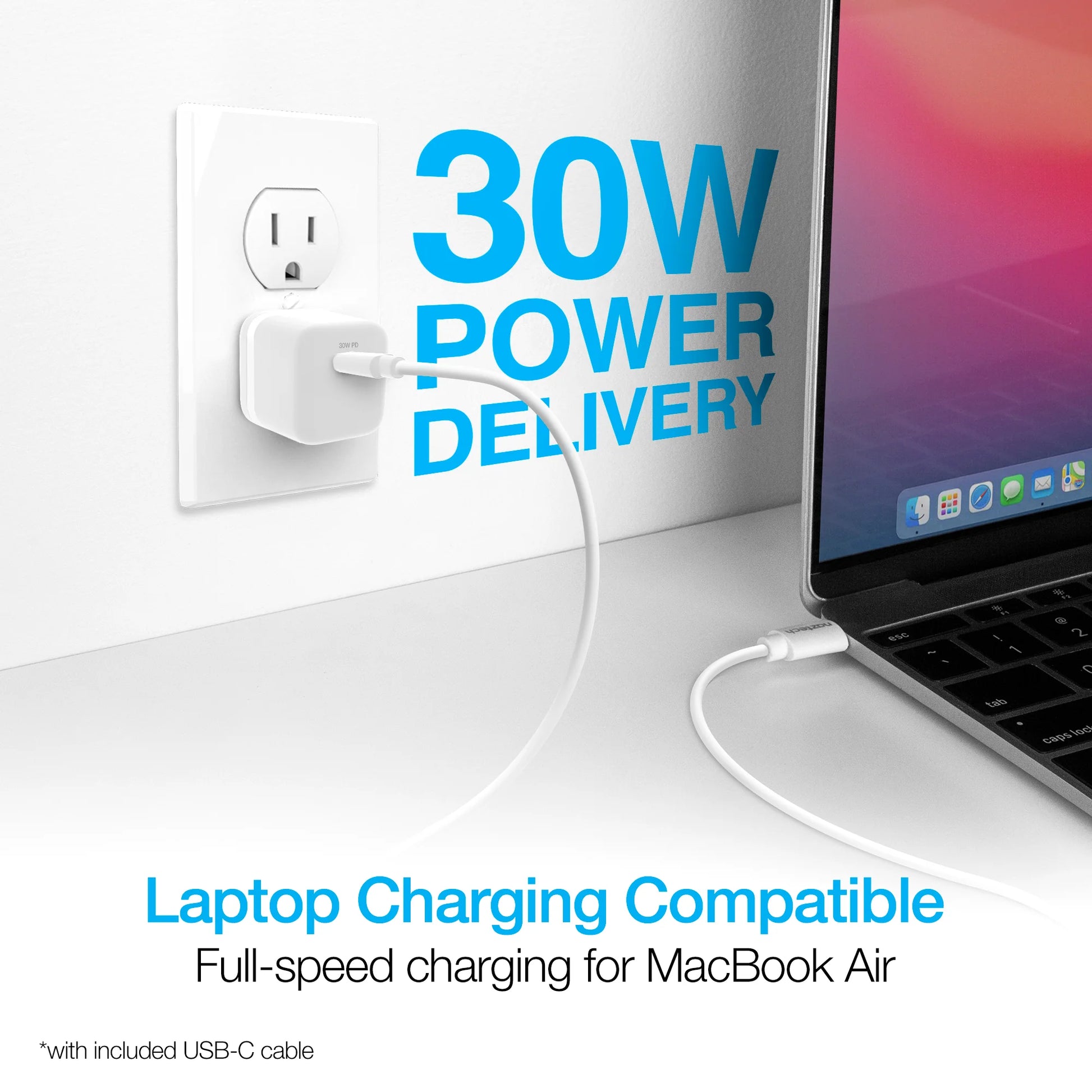 Naztech 30W PD Smart Chip Tech Wall Charger + USB-C to MFI Cable 6Ft