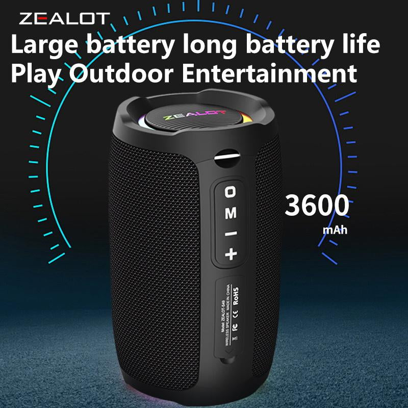 ZEALOT S49 20W Bluetooth Speaker with Loud Stereo Dual Pairing, Waterproof IPX5 3600Mah Battery, Supports AUX, USB, TF Card, Wireless Connect Smartphone Compact Audio Connection Portable