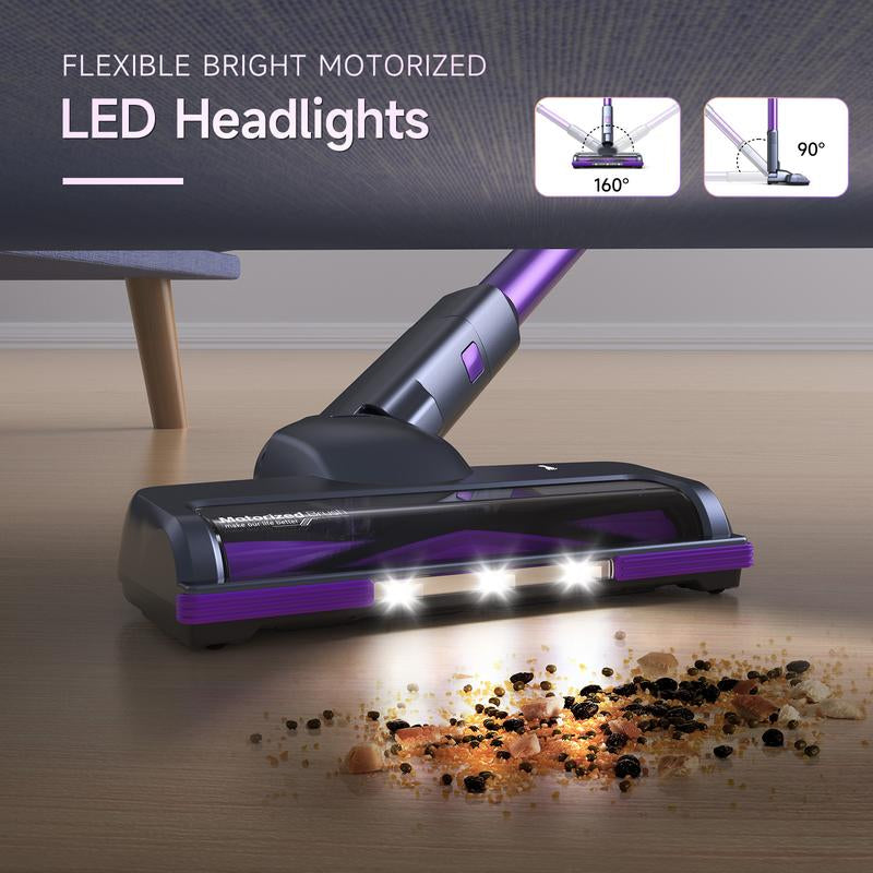 Lubluelu Cordless Vacuum Cleaner, 25000Pa Powerful Suction, LED Brush, 50Min Runtime, Lightweight Self-Standing for Pet Hair, Carpet & Hardwood Floors