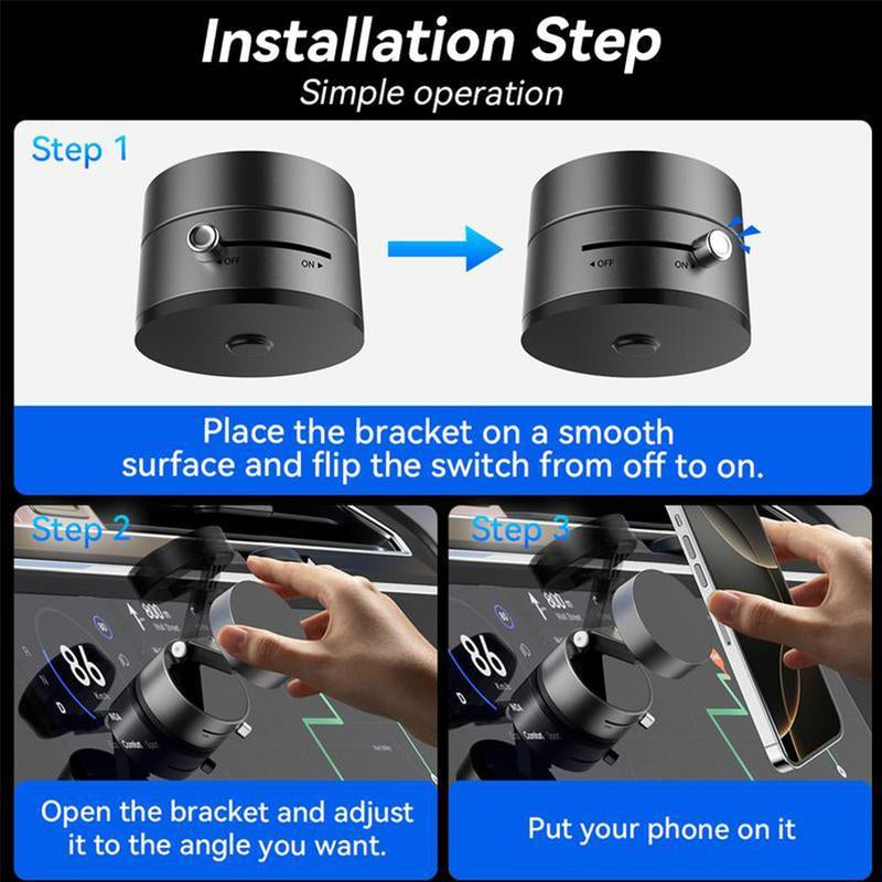 Mobile Phone Holder 360° Adjustable Vacuum Magnetic Suction Cup Phone Mount, Hands-Free Magnetic Cell Phone Holder for Car/Gym/Mirror/Smoot Metal Phone Holder Phone Holder Car Magnetic Phone Holder